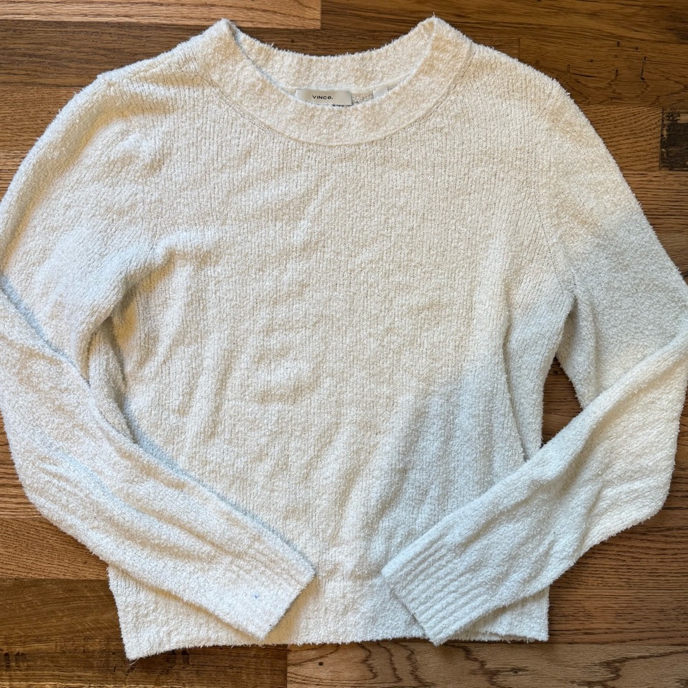 Vince Cream Bouclé Crewneck Sweater